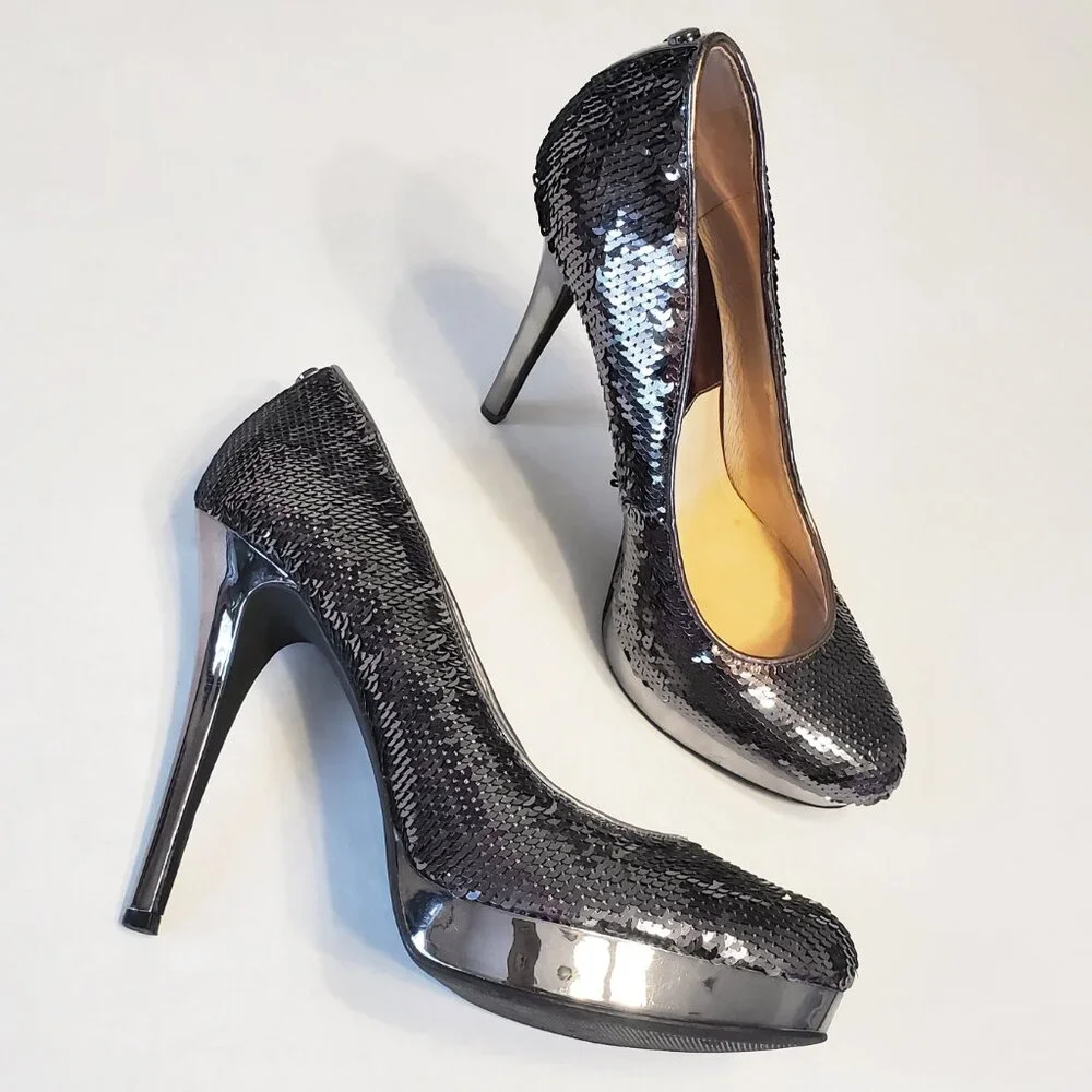 Michael Kors York Sequin Metallic Platform Pumps